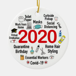 Funny 2020 Covid Quarantine Christmas Keepsake Ceramic Ornament