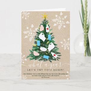 Funny 2020 year Christmas tree watercolor 7 photos Card