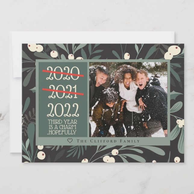 Funny 2021 2022 Round 3 Christmas Photo Card (Front)