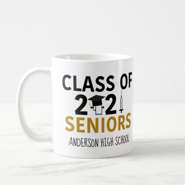 Funny 2021 Graduation Pandemic Humour Senior Class Coffee Mug (Left)