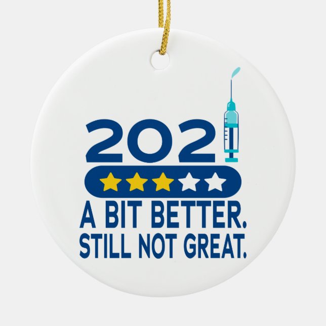 Funny 2021 vaccine christmas ceramic ornament (Front)