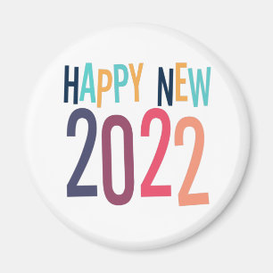 Funny 2022 Happy New Year with Colourful text Magnet