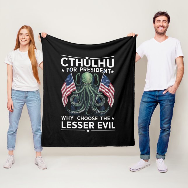 Funny 2024 Elections Cthulhu For President  Fleece Blanket (In Situ)