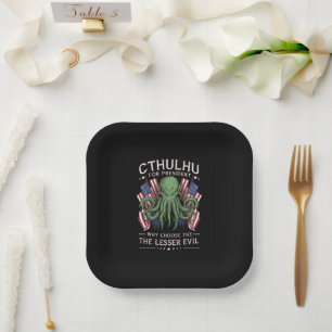 Funny 2024 Elections Cthulhu for President Paper Plate