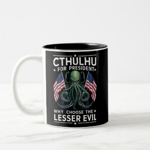 Funny 2024 Elections Cthulhu For President Two-Tone Coffee Mug