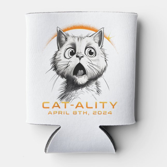 Funny 2024 Solar Eclipse Cat-ality Total Solar Ecl Can Cooler (Front)
