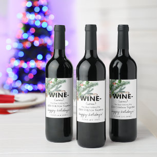 Funny 2024 Wine Glue Holding Us Together Greenery Wine Label