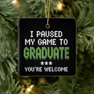 Funny 2025 Gamer Graduate Graduation Ceramic Ornament