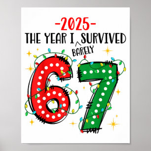 Funny 2025 The Year I Survived Barely 67 Christmas Poster