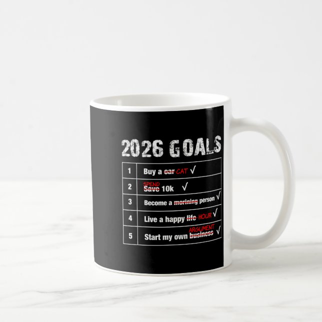 Funny 2026 Goals Hilarious New Year Sarcastic  Coffee Mug (Right)