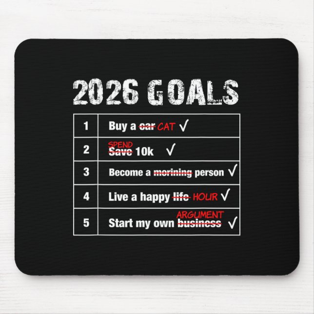 Funny 2026 Goals New Year Sarcastic  Mouse Pad (Front)