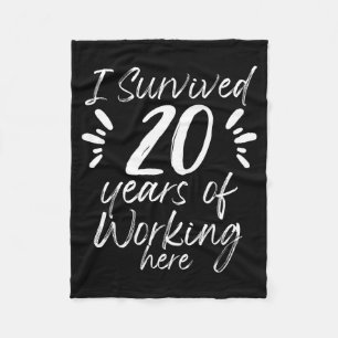 Funny 20 Work Anniversary Survived Employee Fleece Blanket