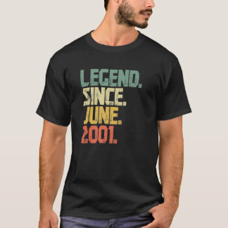 Funny 20 Year Old Men Women Legend Since June 2001 T-Shirt