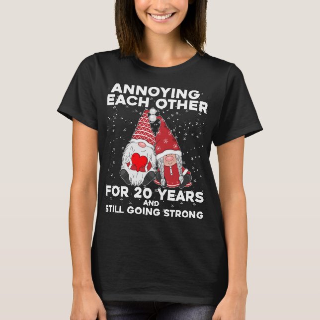 Funny 20 Years Christmas Gnomes Couple Marriage An T-Shirt (Front)