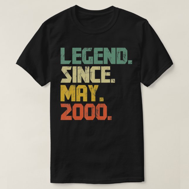 Funny 22 Year old  Men Women Legend Since May 2000 T-Shirt (Design Front)