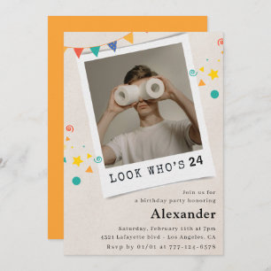 Funny 24th birthday invitations Men Fun Photo
