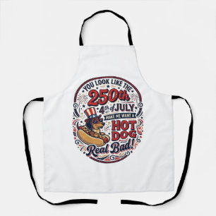 Funny 250th 4th of July Hot Dog Dachshund Apron
