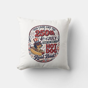 Funny 250th 4th of July Hot Dog Dachshund Cushion