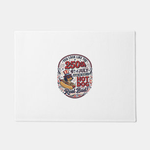 Funny 250th 4th of July Hot Dog Dachshund Doormat