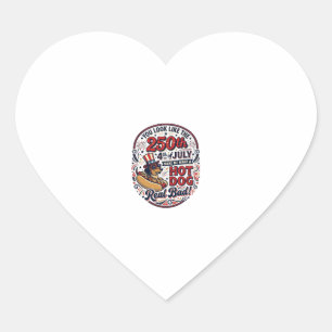 Funny 250th 4th of July Hot Dog Dachshund Heart Sticker