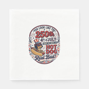 Funny 250th 4th of July Hot Dog Dachshund Napkin