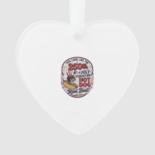 Funny 250th 4th of July Hot Dog Dachshund Ornament