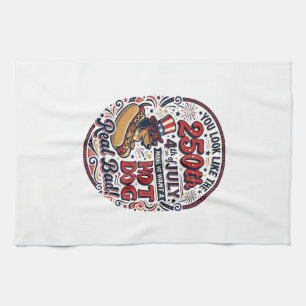 Funny 250th 4th of July Hot Dog Dachshund Tea Towel
