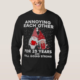 Funny 25 Years Christmas Gnomes Couple Marriage An T-Shirt