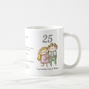 FUNNY 25th Wedding Anniversary Silver Customised Coffee Mug