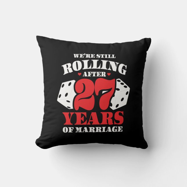 Funny 27th Anniversary Couples Married 27 Years Cushion (Front)