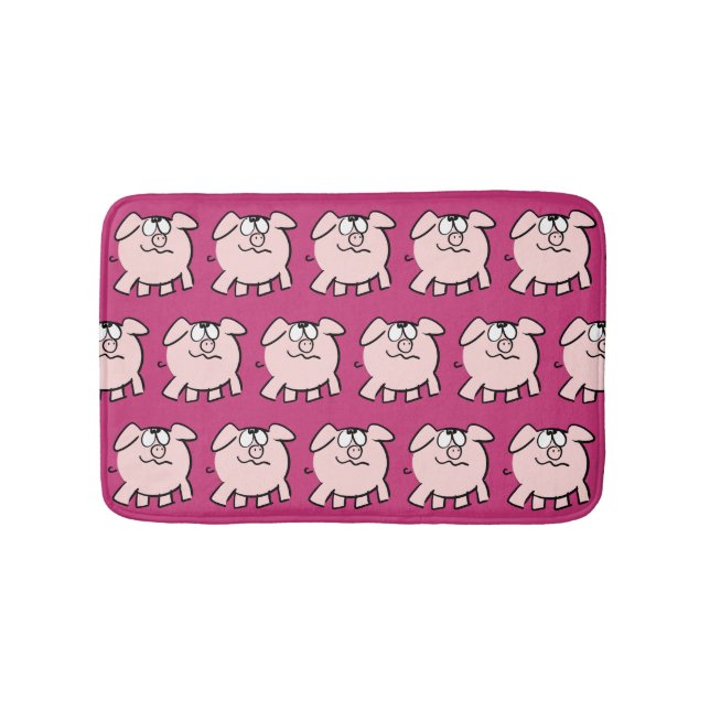 Funny 2 Cartoon Illustration Pig Choose Colour Bat Bath Mat (Front)