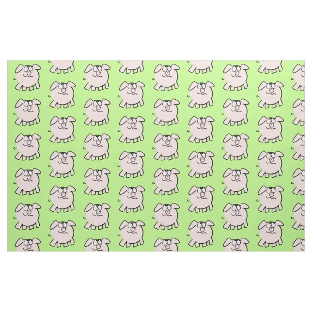 Funny 2 Cartoon Illustration Pig Choose Colour F Fabric (Fat Quarter)