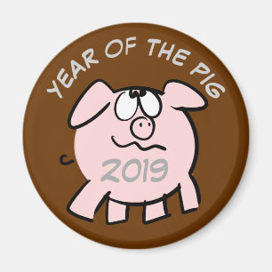 Funny 2 Cartoon Illustration Pig custom Year M Magnet