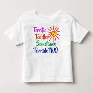 Funny 2 Year Old Kid Terrific Toddler Terrible Two Toddler T-Shirt