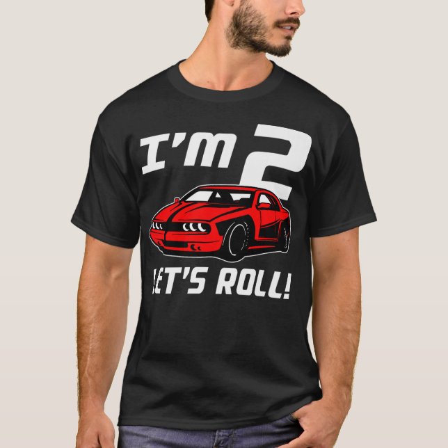 Funny 2nd Birthday Gift Boys Toddlers Race Car 2 Y T-Shirt (Front)