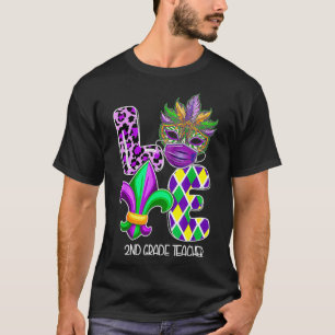 Funny 2nd Grade Teacher Mardi Gras Family Matching T-Shirt