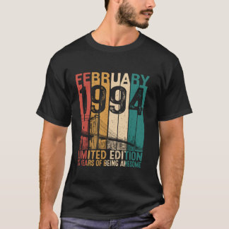 Funny 30 Years Old February 1994 Retro 30th Birthd T-Shirt