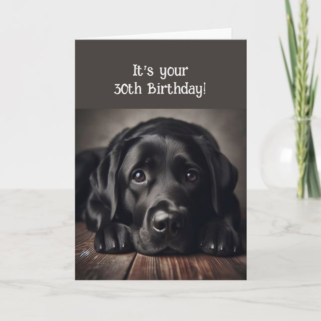 Funny 30th Birthday, Labrador Retriever Card (Front)