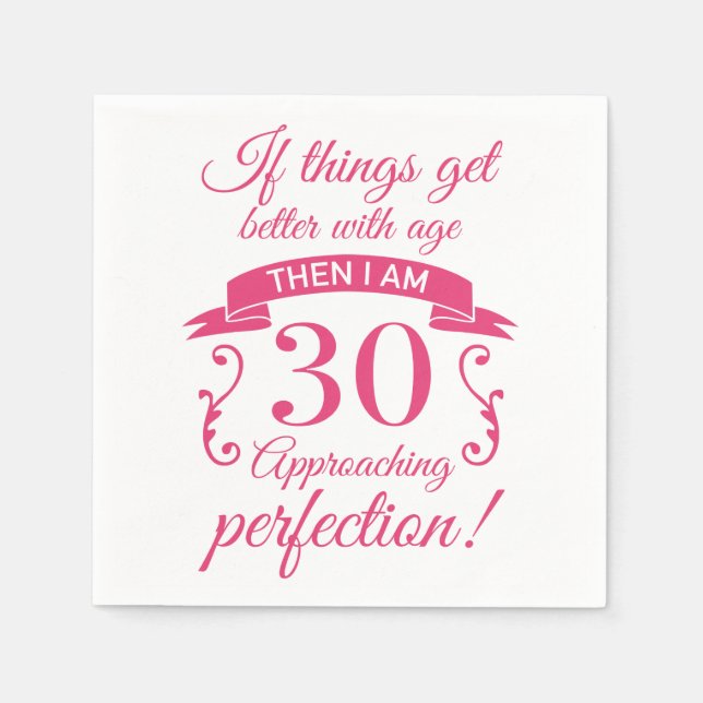 Funny 30th Birthday 'Perfection' Napkin (Front)