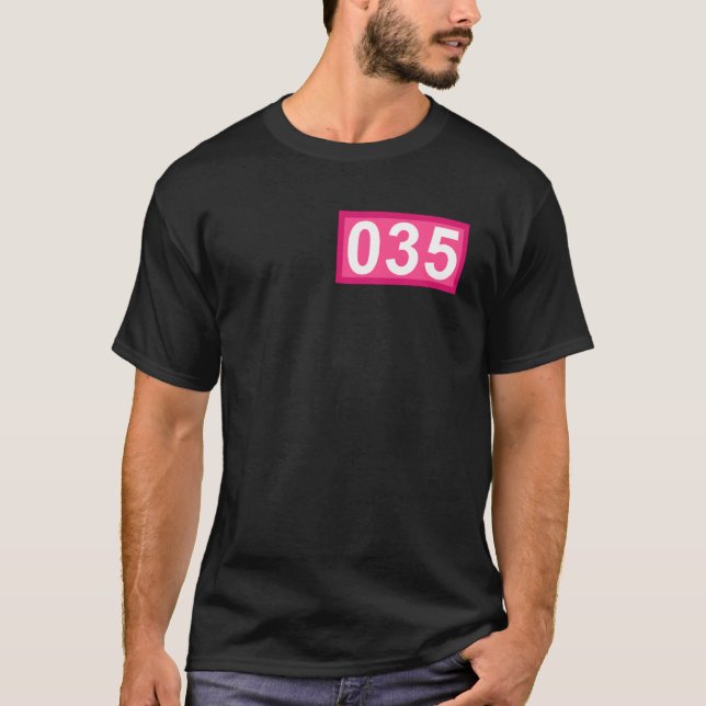 Funny 35 Year Old Number 035 Patch 35th Birthday B T-Shirt (Front)