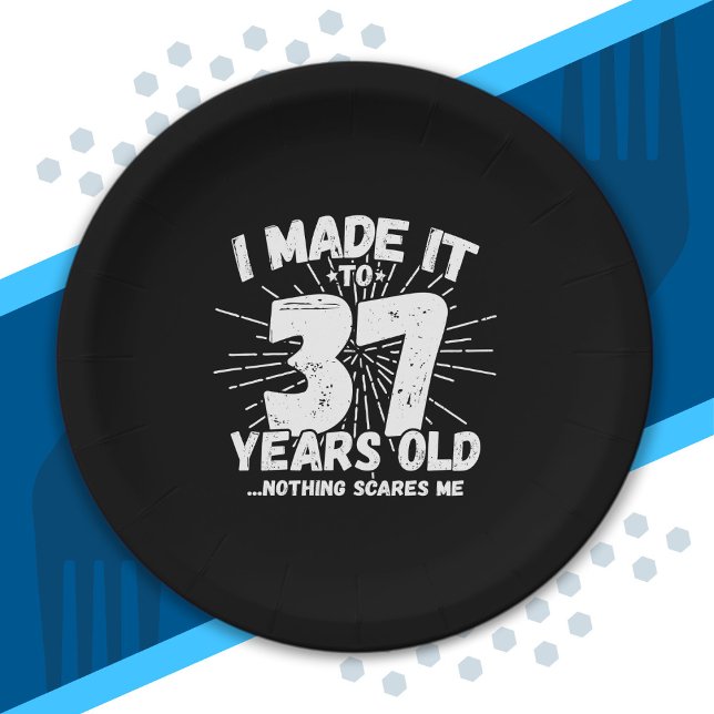 Funny 37th Birthday Quote Sarcastic 37 Year Old Paper Plate (Creator Uploaded)