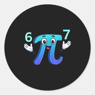 Funny 3.14 67 6 7 meme design cute math nerd gen z classic round sticker