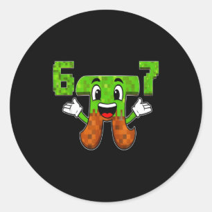 Funny 3.14 67 6 7 meme math nerd genz humor pixel classic round sticker