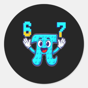 Funny 3.14 6 7 meme math nerd genz brainrot italia classic round sticker