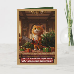 Funny 3 a.m. cat Christmas card