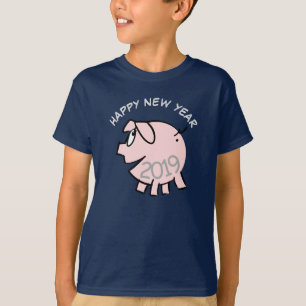 Funny 3 Cartoon Illustration Pig  Year 2019 Kids T T-Shirt