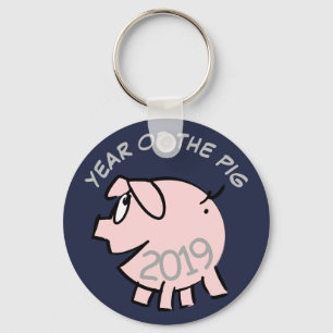 Funny 3 Cartoon Illustration Pig  Year 2019 R KeyC Key Ring