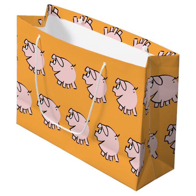 Funny 3 Cartoon Pig  Baby Choose Colour L Gift Large Gift Bag (Front Angled)