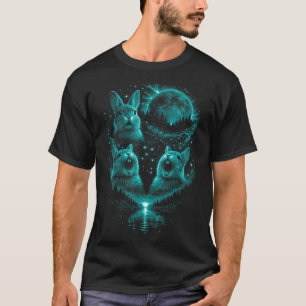 Funny 3 Howling Bunny Ice Blue Full Moon Eclipse T-Shirt