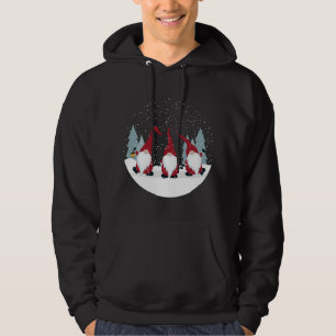 Funny 3 Nordic Gnomes Winter Christmas Swedish Cut Hoodie